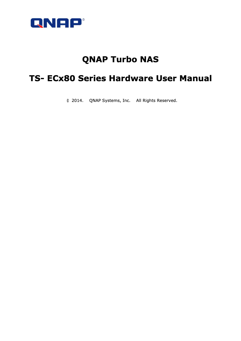 Page 1 de la notice Manuel utilisateur QNAP TS-EC880U-RP