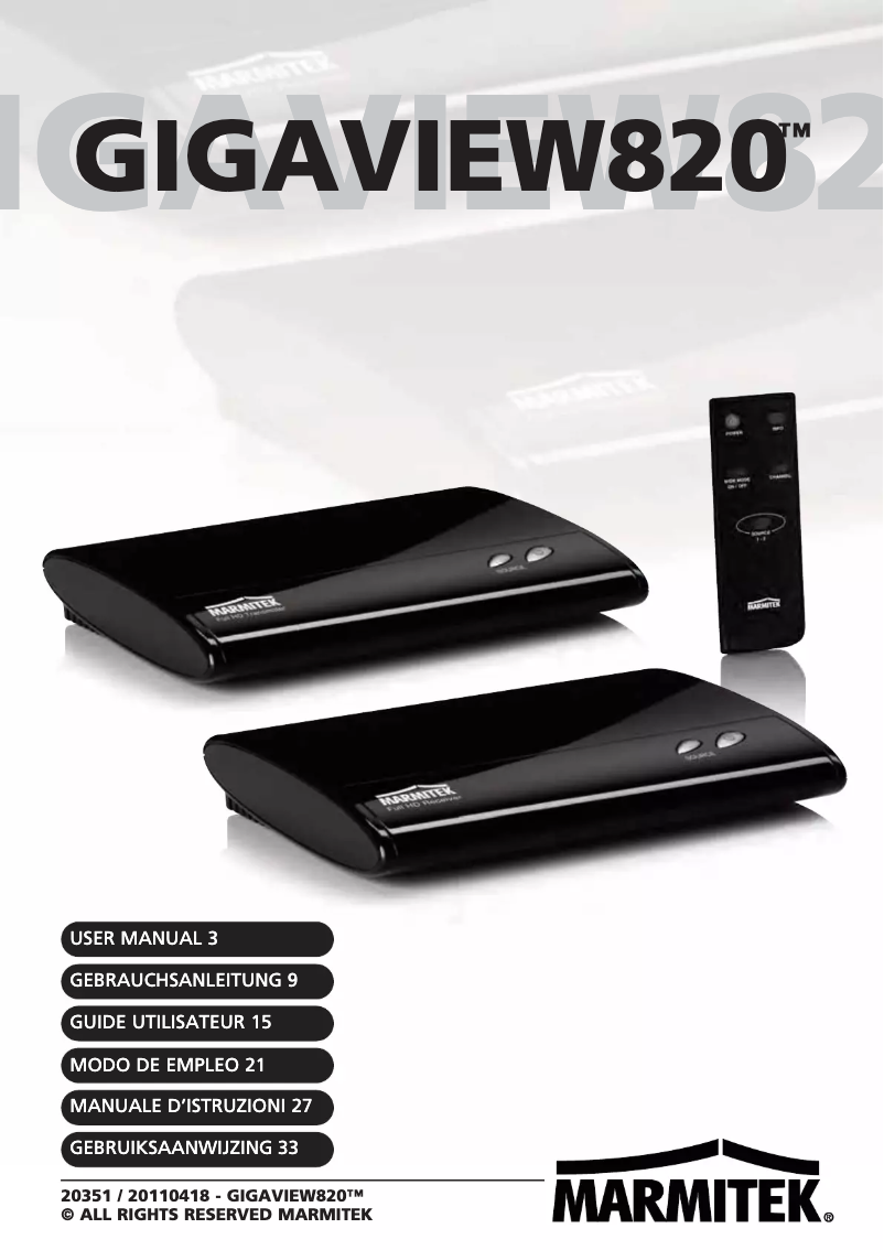 Page n°1 - Manuel utilisateur Marmitek GigaView 820