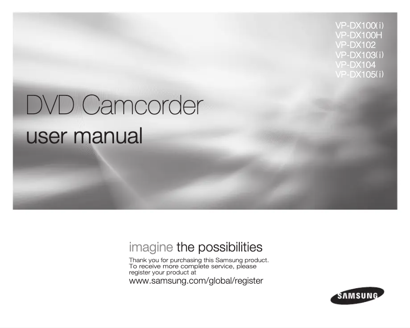Page n°1 - Manuel utilisateur Samsung VP-DX100H