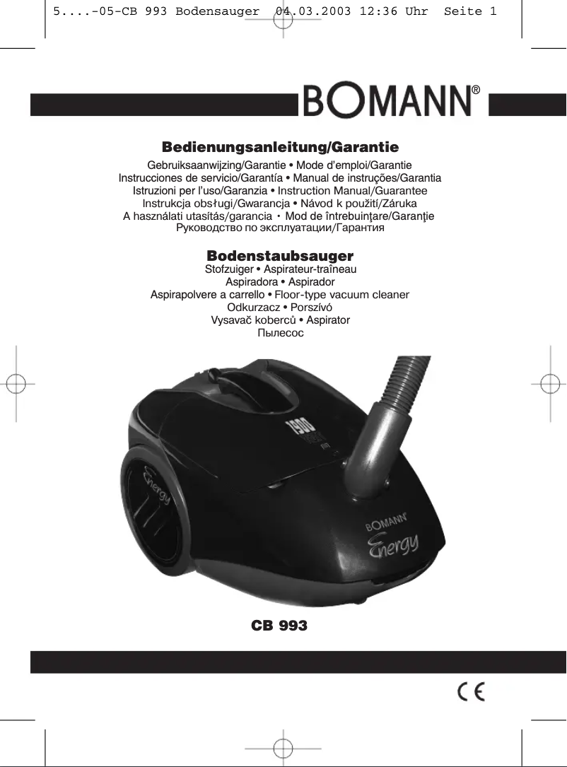 Page 1 de la notice Manuel utilisateur Bomann CB 993