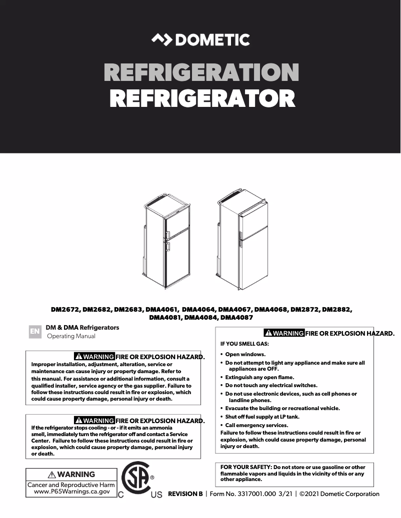 Page 1 de la notice Manuel utilisateur Dometic DMA 4087