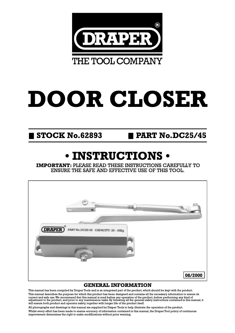 Page n°1 - Manuel utilisateur Draper DC25/45