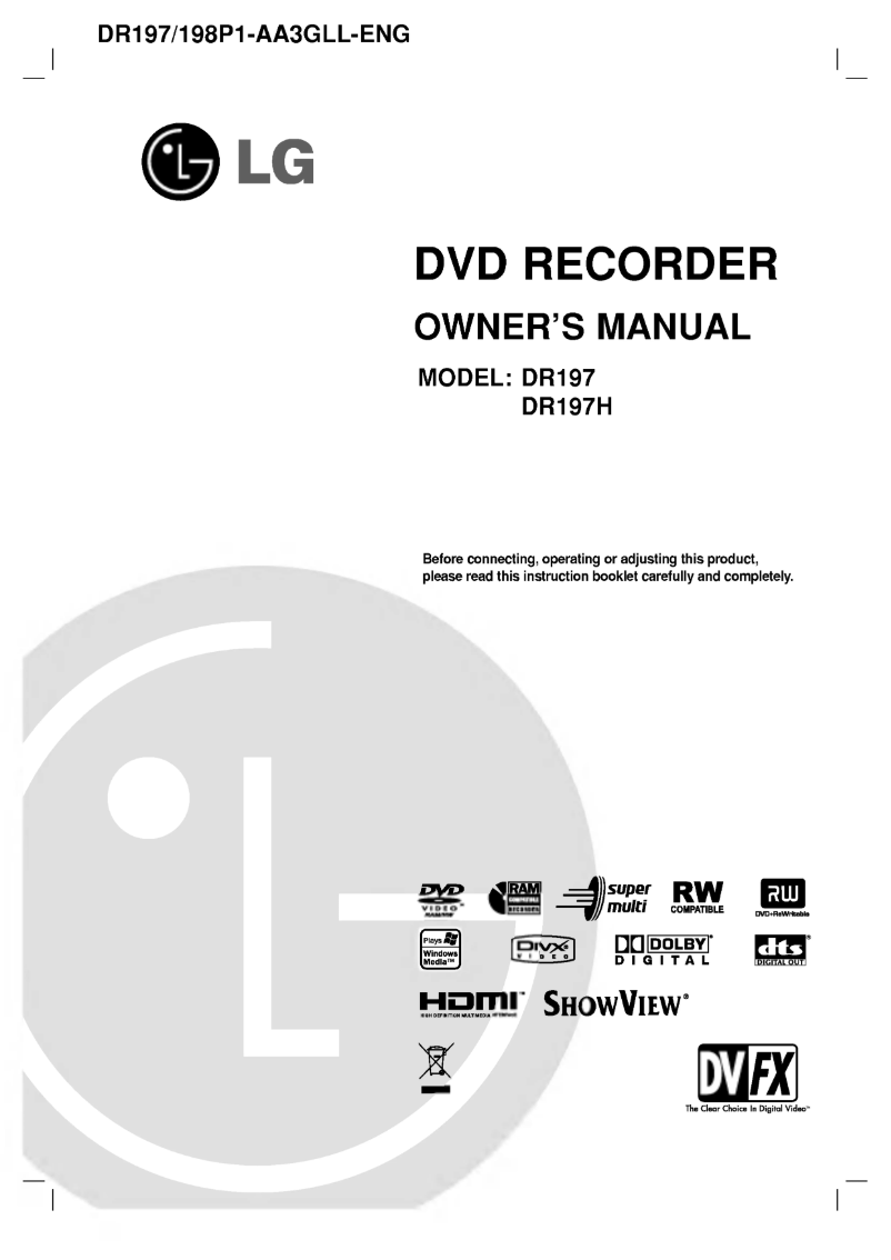 Page n°1 - Manuel utilisateur LG DR197P1