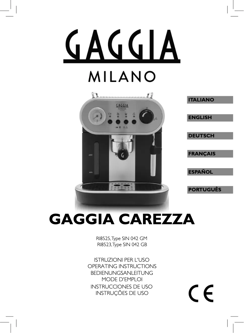 Page 1 de la notice Manuel utilisateur Gaggia Carezza RI8527
