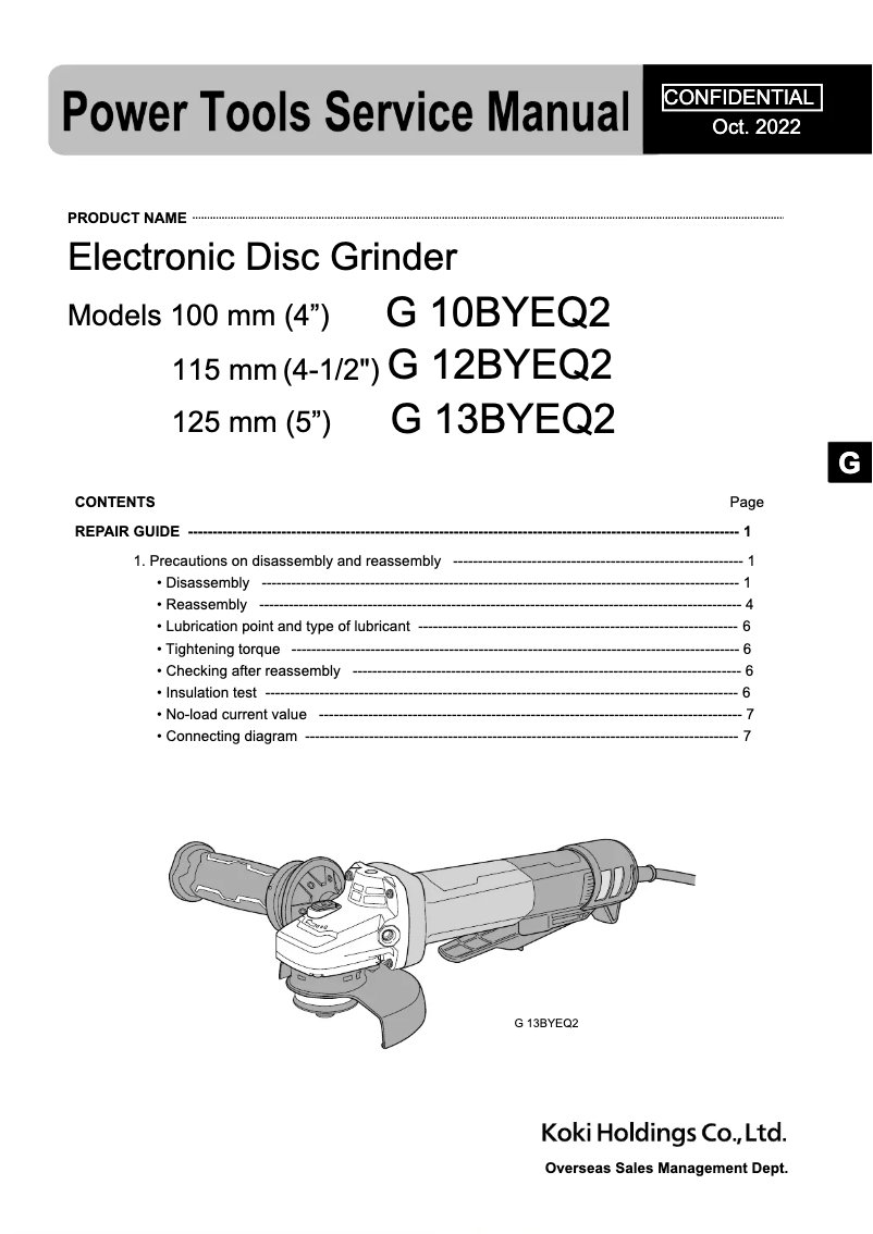 Page 1 de la notice Manuel utilisateur Metabo G13BYEQ2