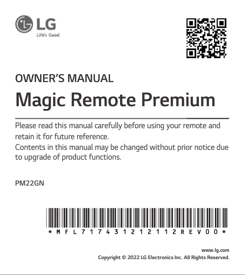 Página 1 del manual Manual de usuario LG PM22GN