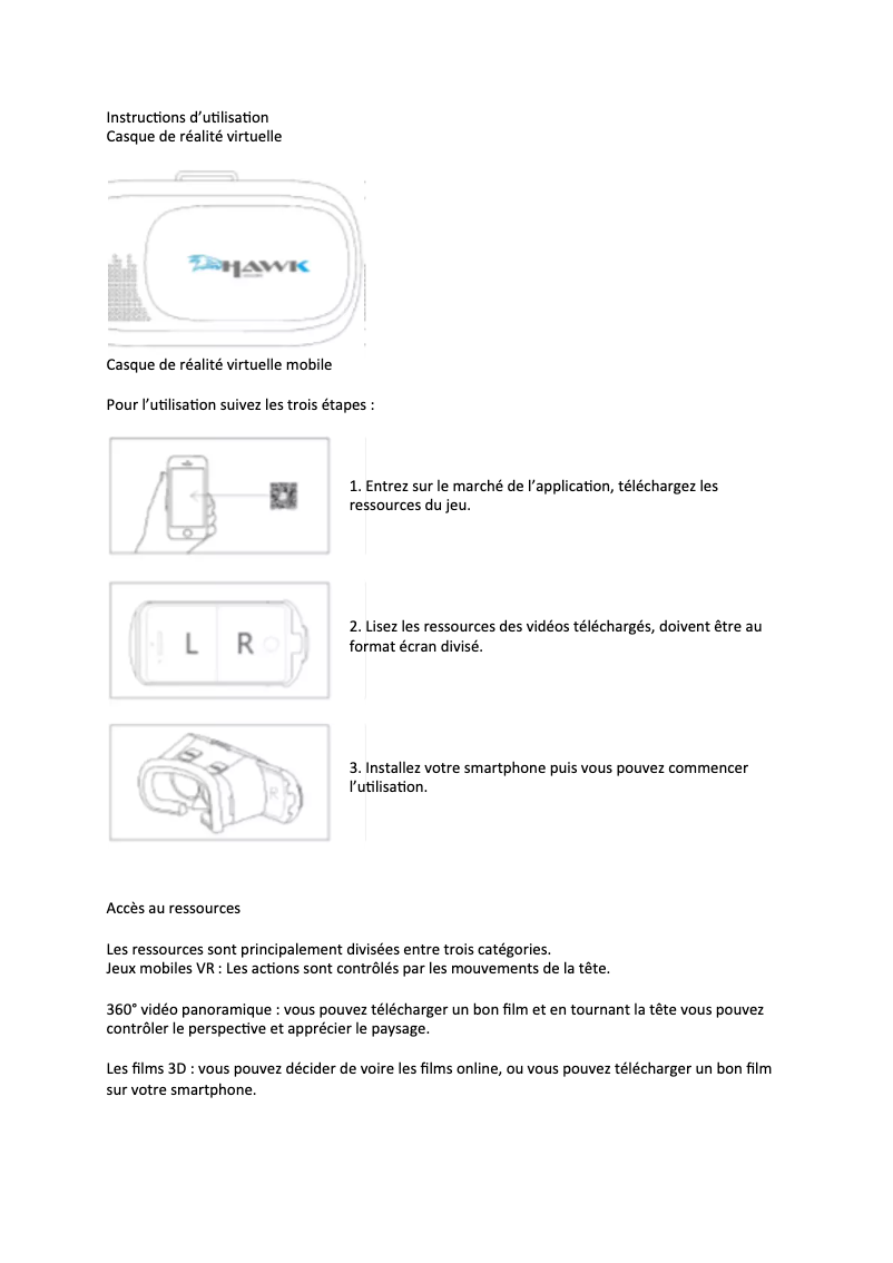 Page 1 de la notice Manuel utilisateur Salora VR Hawk