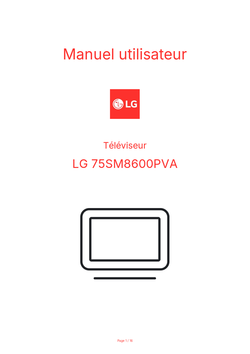 Page n°1 - Manuel utilisateur LG 75SM8600PVA