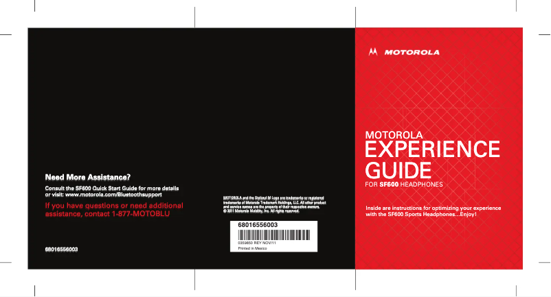 Page 1 de la notice Manuel utilisateur Motorola SF600