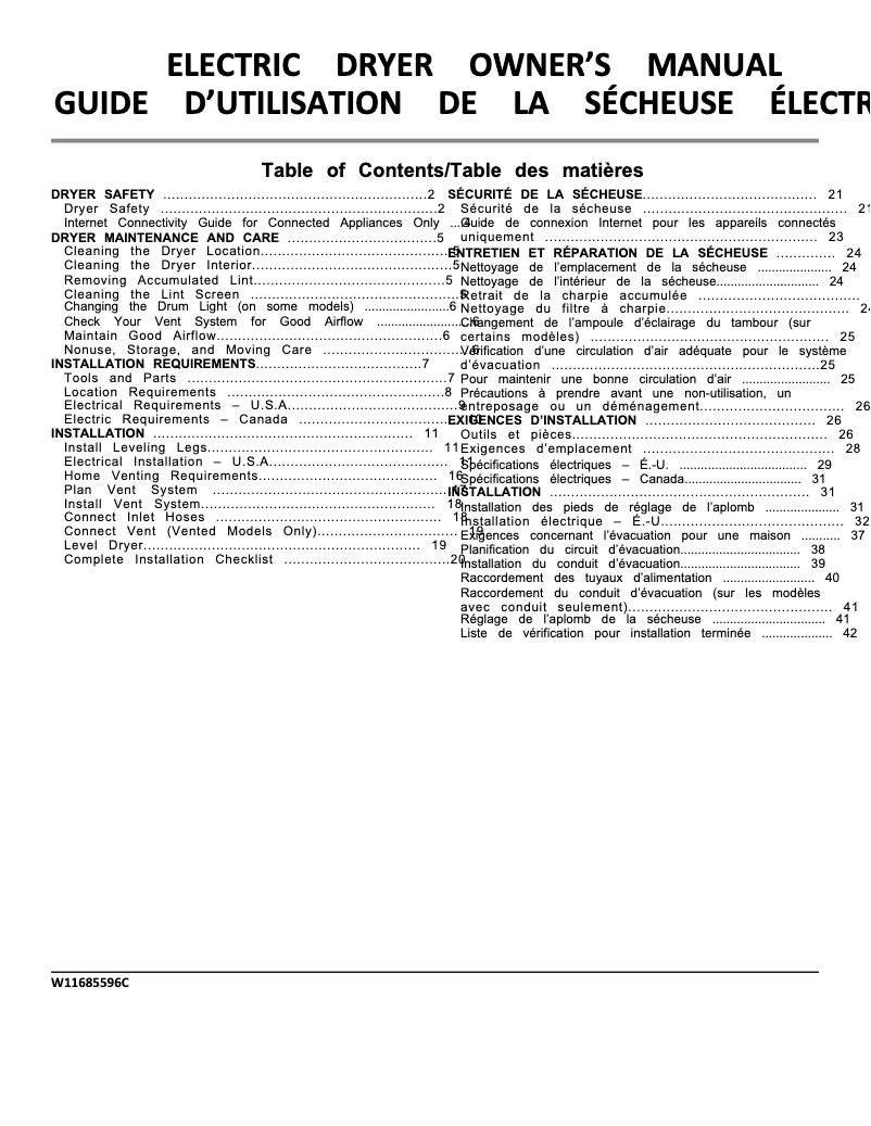 Image de la première page du manuel de l'appareil WED5720RW