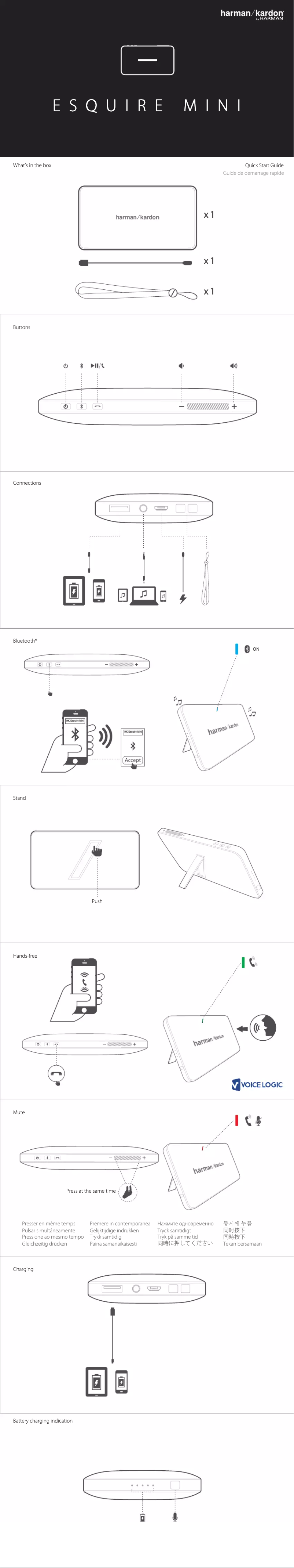 Page 1 de la notice Mode d'emploi Harman Kardon Esquire Mini