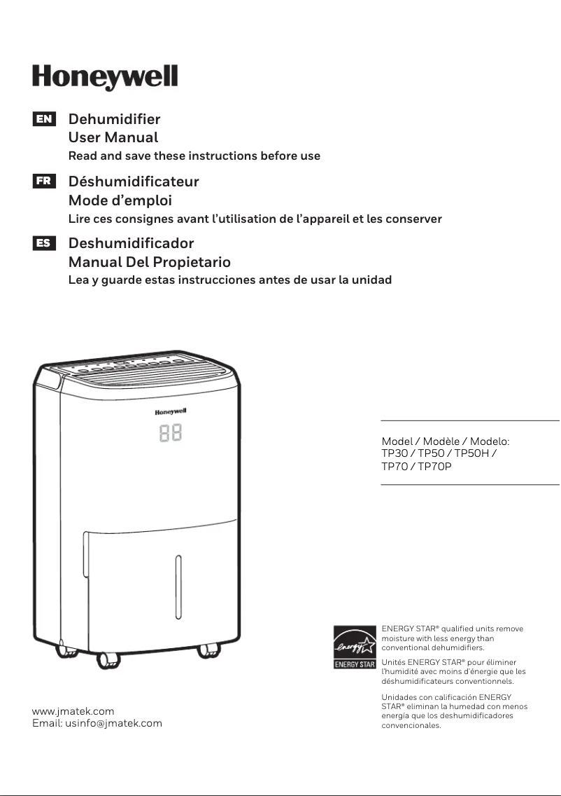 Page n°1 - Manuel d'utilisation et d'entretien Honeywell TP50WK
