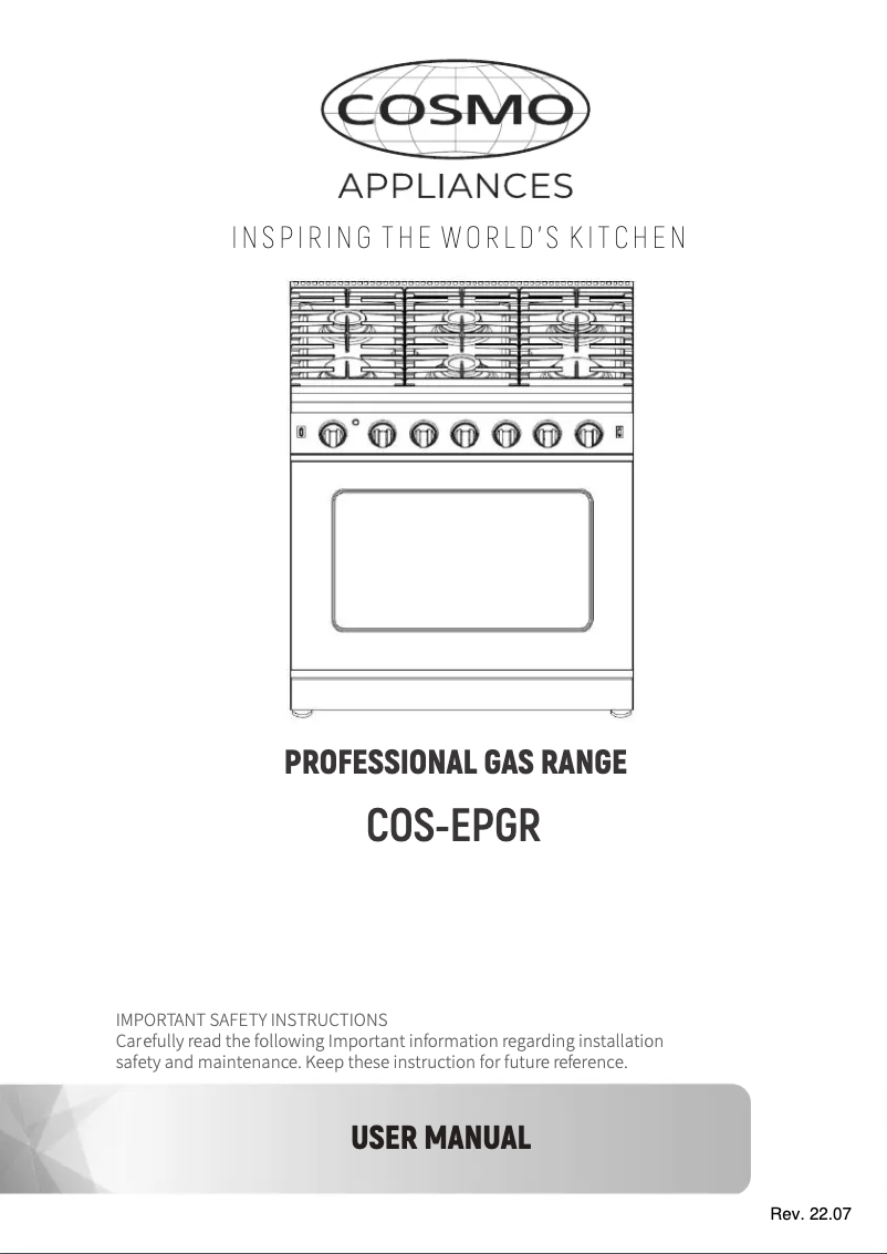 Page n°1 - Manuel utilisateur Cosmo COS-EPGR304