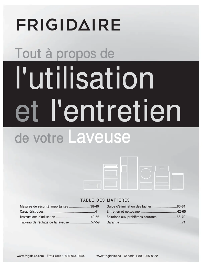 Page 1 de la notice Manuel utilisateur Frigidaire FAFS4474LR