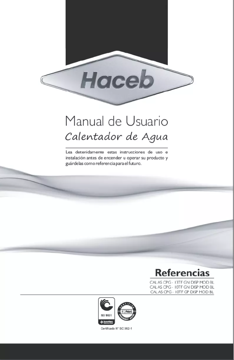 Page 1 de la notice Manuel utilisateur Haceb Assento CPG-13 TF DISP MOD BL