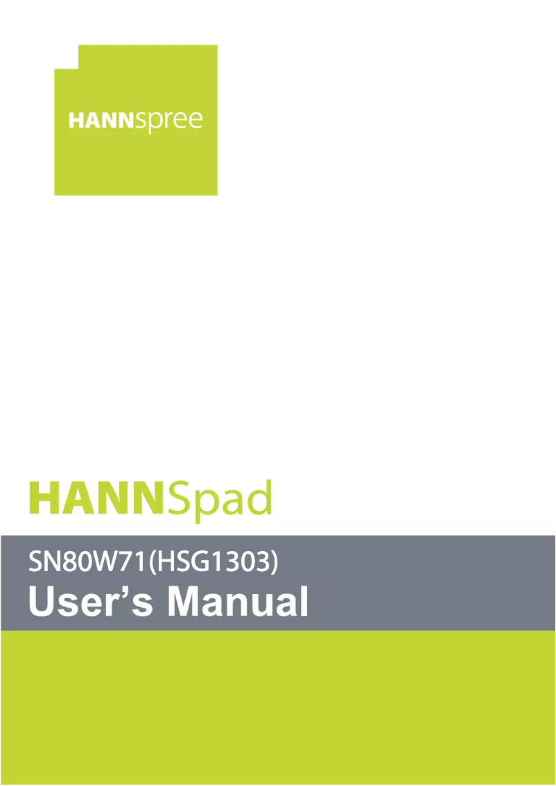 Page 1 de la notice Manuel utilisateur Hannspree HANNSpad 8" 3G HD - W71B