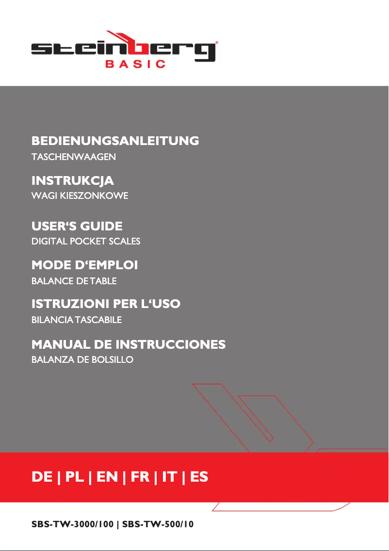 Page 1 of the manual User Manual Steinberg SBS-TW-500/10