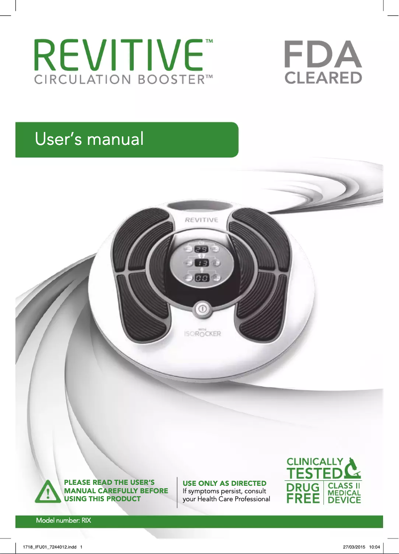 Image de la première page du manuel de l'appareil Circulation Booster