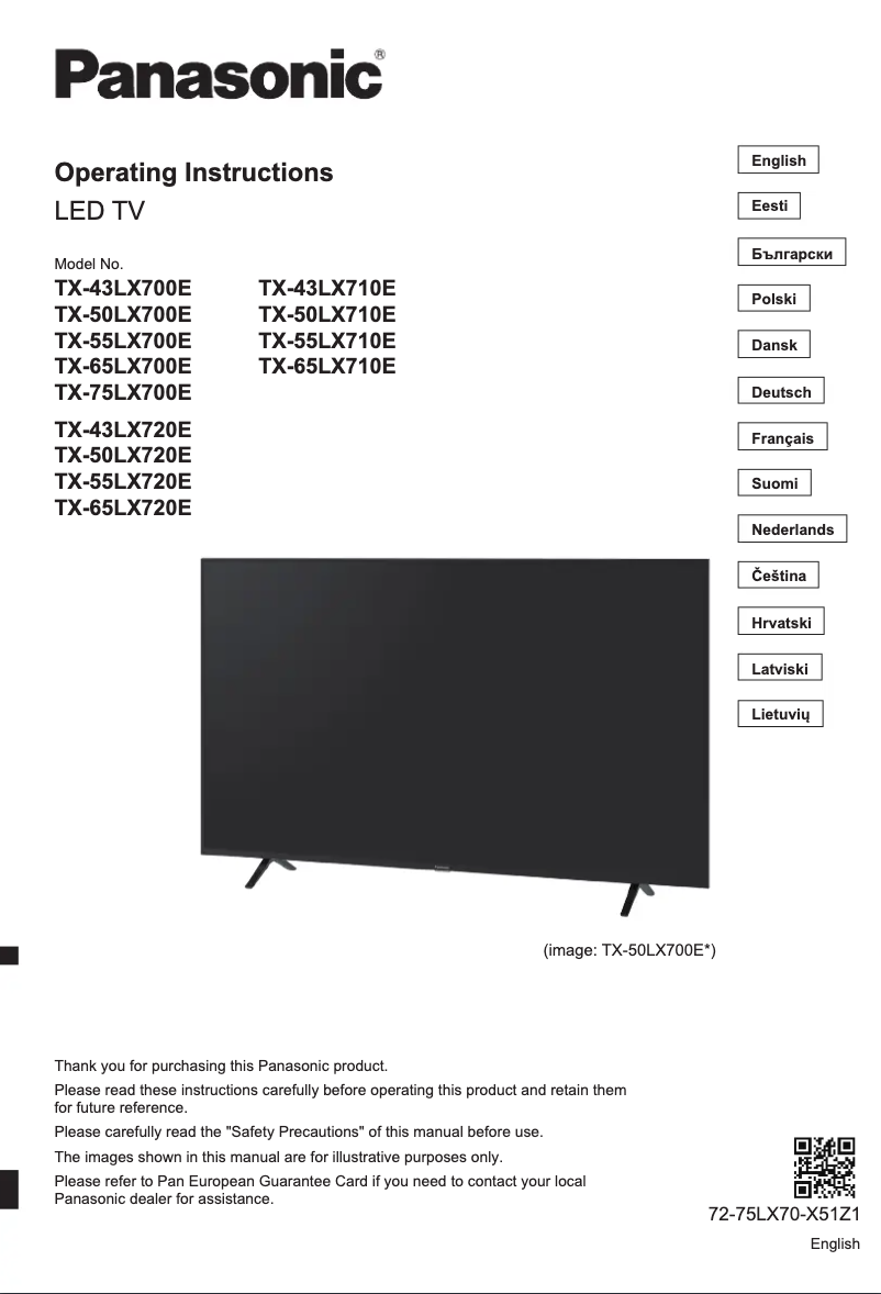 Image de la première page du manuel de l'appareil TX-43LX710E