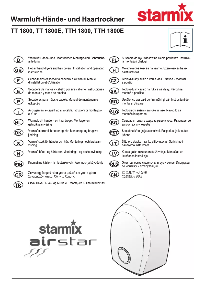 Page 1 de la notice Manuel utilisateur Starmix TT 1800