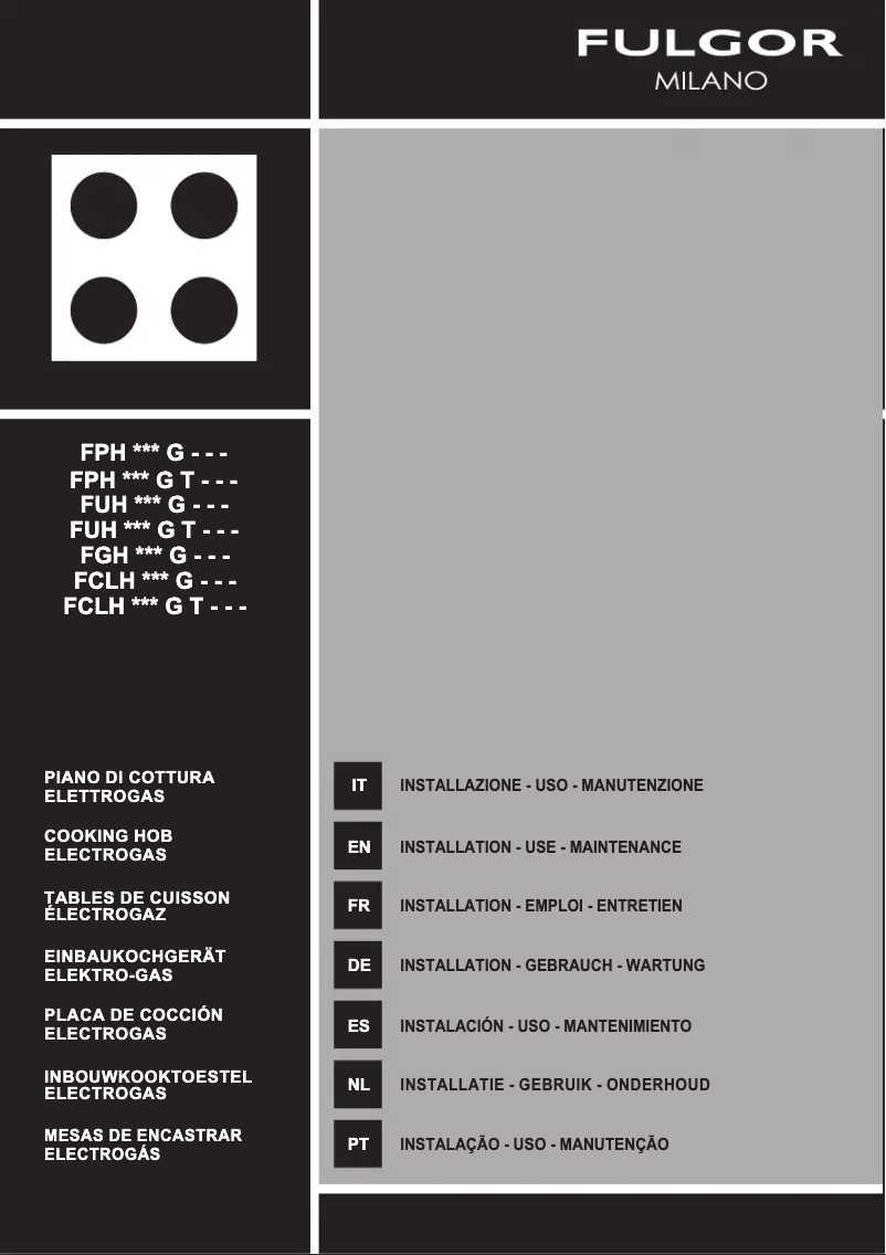 Page 1 de la notice Manuel utilisateur Fulgor Milano FUH 7541 G DWK MBK