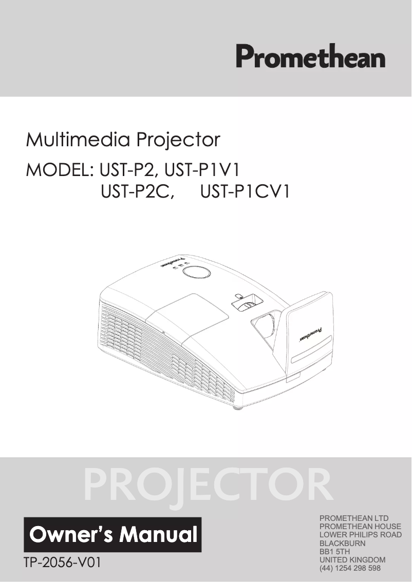 Page 1 de la notice Manuel utilisateur Promethean UST-P2