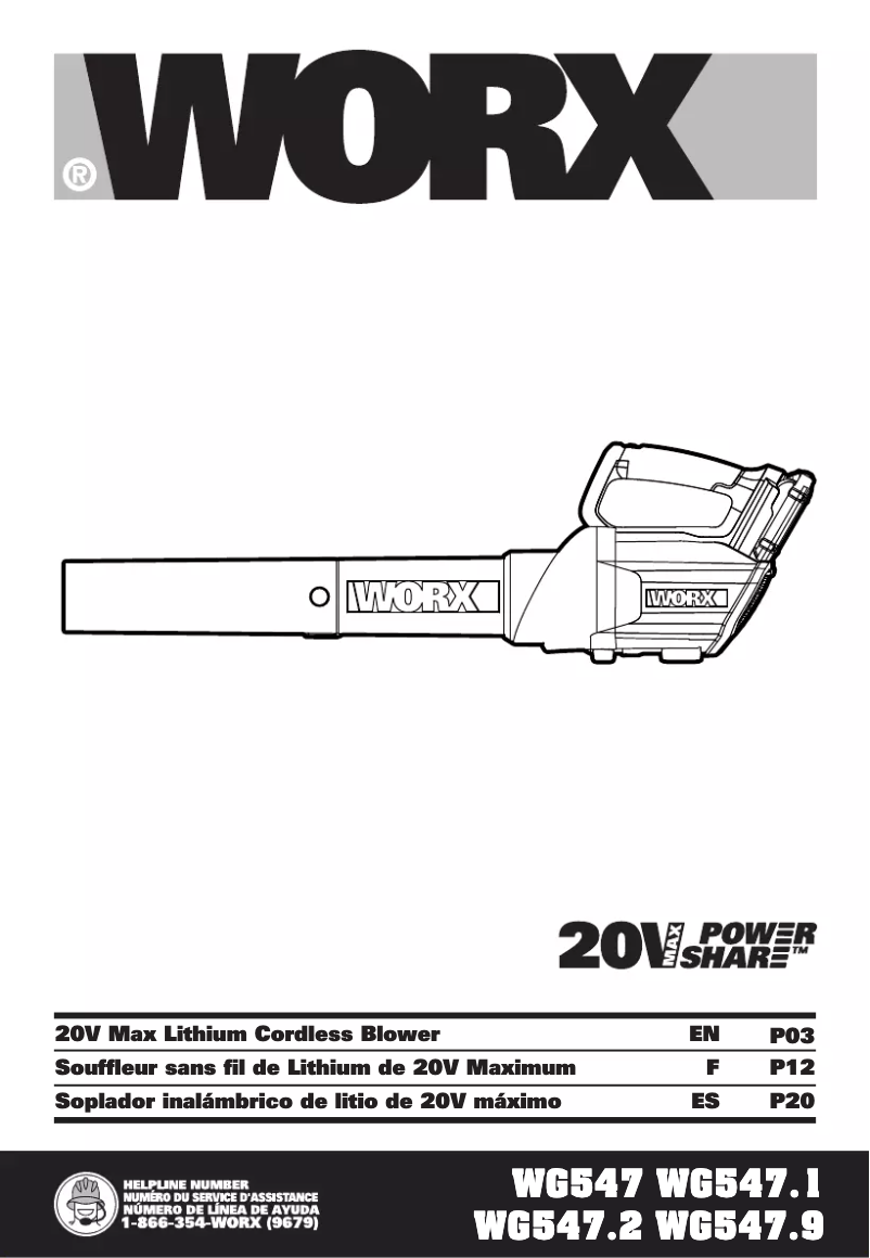 Page n°1 - Manuel utilisateur Worx WG547