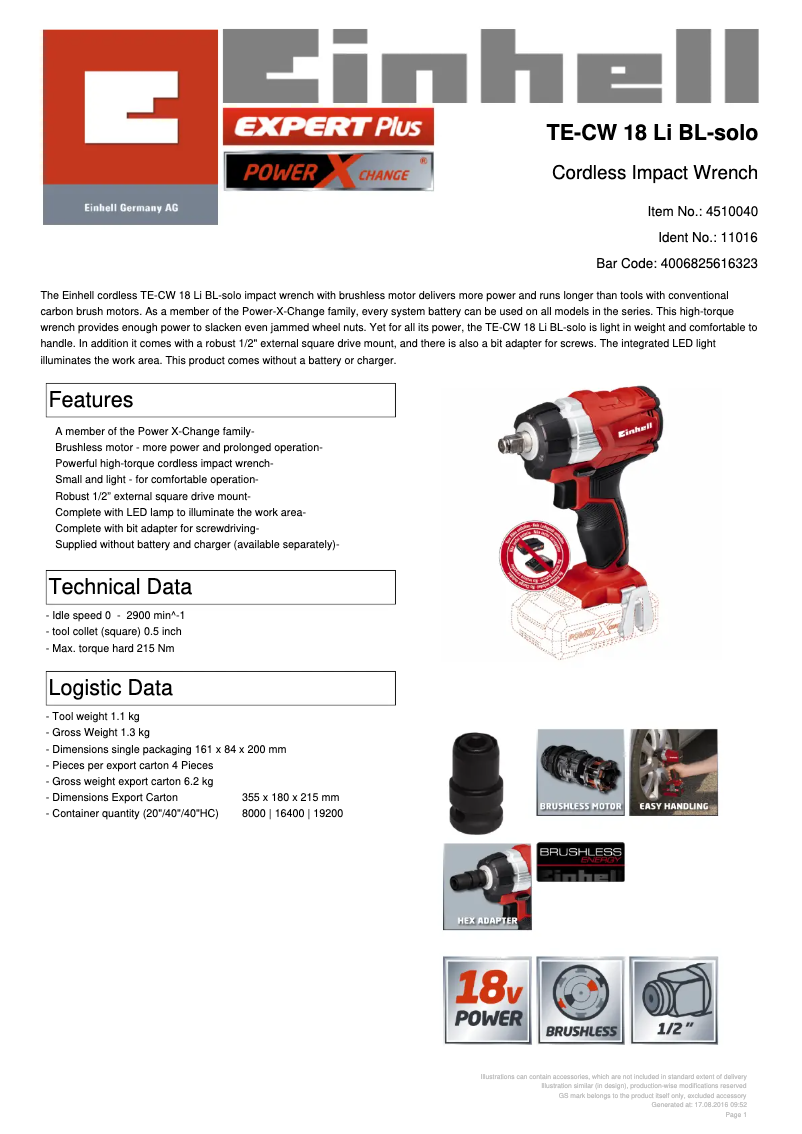 Image de la première page du manuel de l'appareil TE-CW 18Li BL