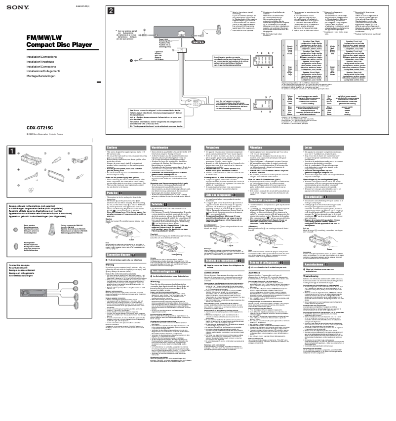 Page 1 de la notice Manuel utilisateur Sony CDX-GT215C