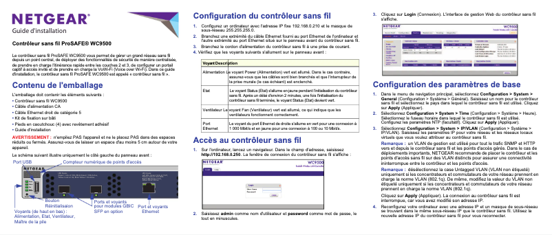 Image de la première page du manuel de l'appareil ProSafe WC9500