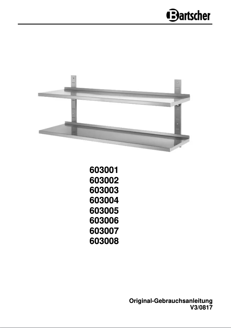 Page n°1 - Manuel utilisateur Bartscher 603004