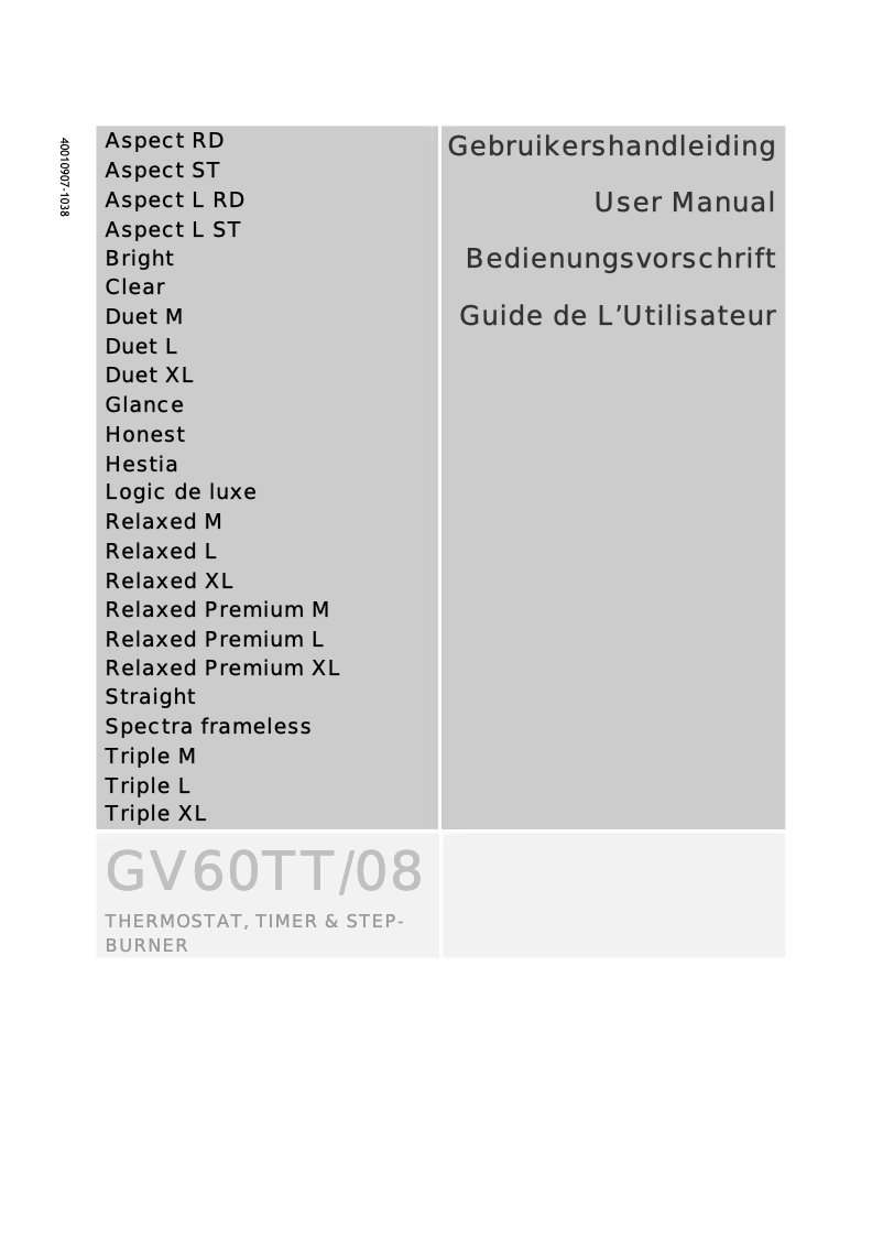 Page 1 de la notice Manuel utilisateur Faber GV60TT-08