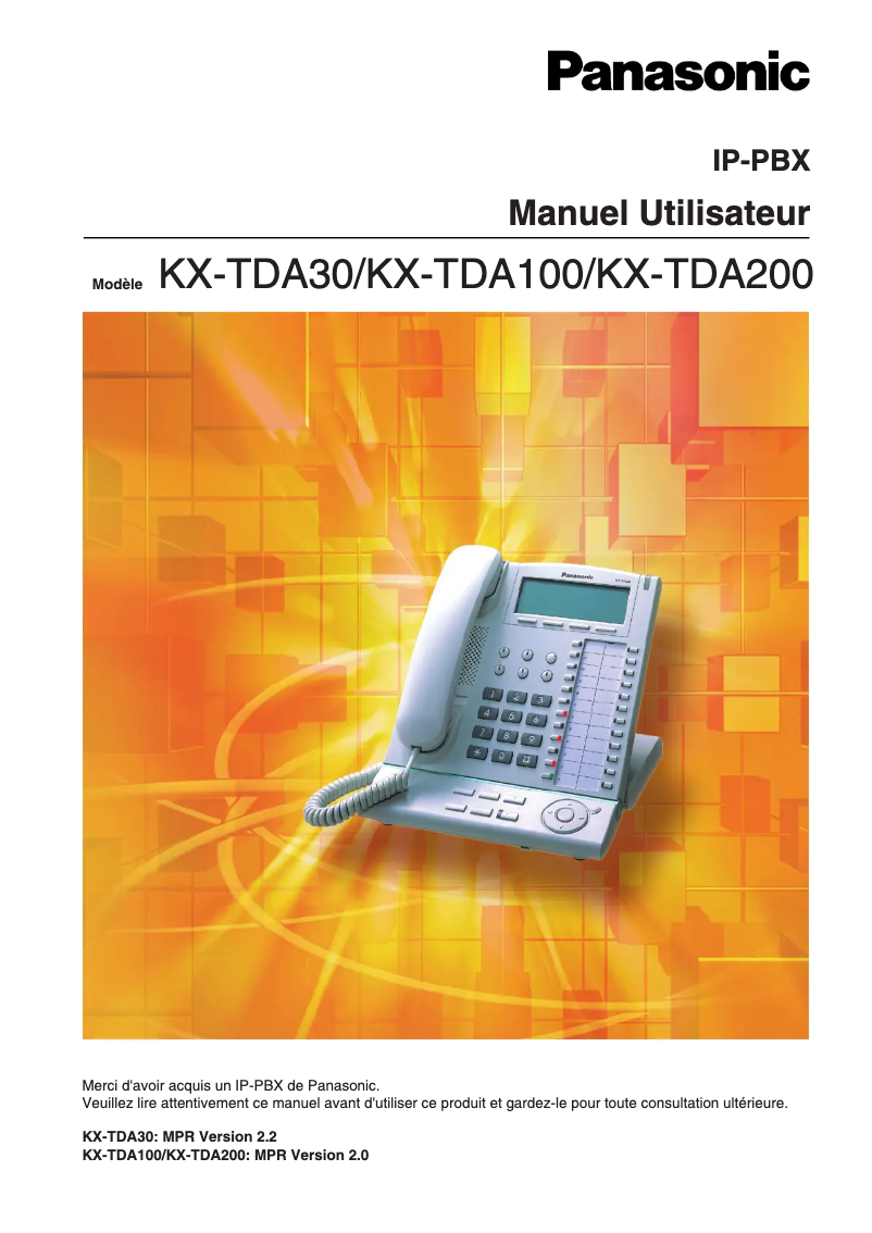 Page n°1 - Manuel utilisateur Panasonic KX-TDA30