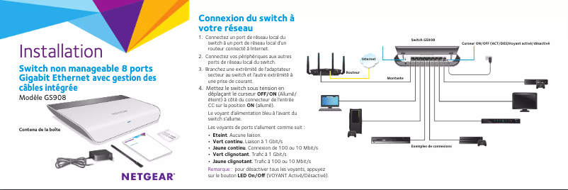 Page 1 de la notice Guide d'installation Netgear GS908