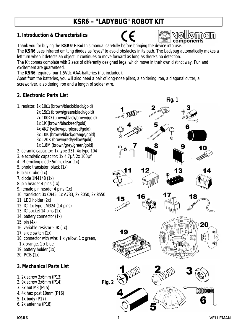 Page n°1 - Manuel utilisateur Velleman KSR6