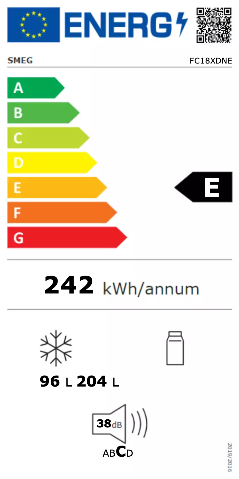 Page n°1 - Label énergétique Smeg FC18XDNE