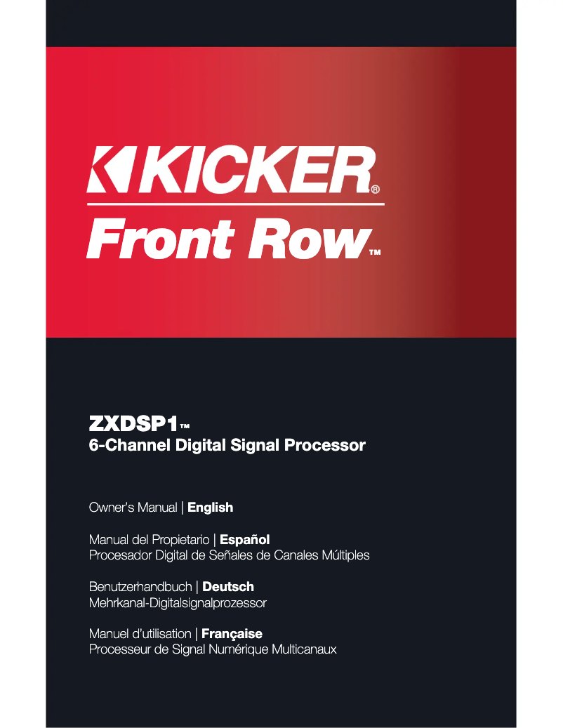 Page 1 de la notice Manuel utilisateur Kicker Front Row ZXDSP1