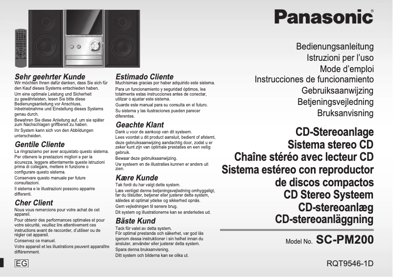Page n°1 - Manuel utilisateur Panasonic SC-PM20