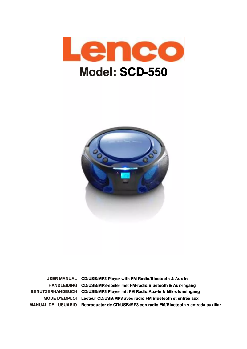 Page 1 de la notice Manuel utilisateur Lenco SCD-550