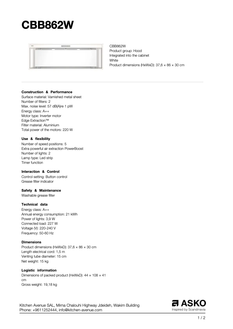 Image de la première page du manuel de l'appareil CBB862W