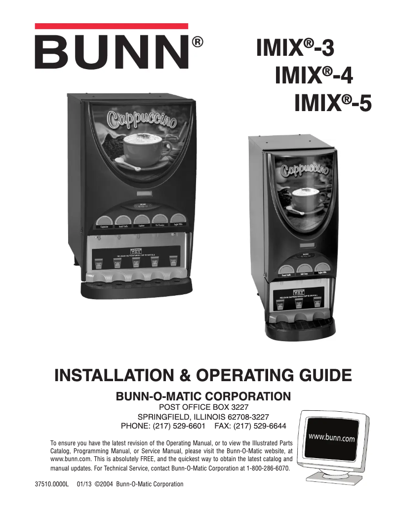 Page 1 de la notice Manuel utilisateur Bunn iMIX-5