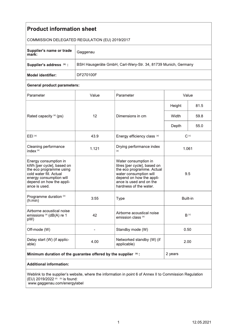 Image de la première page du manuel de l'appareil DF270100F