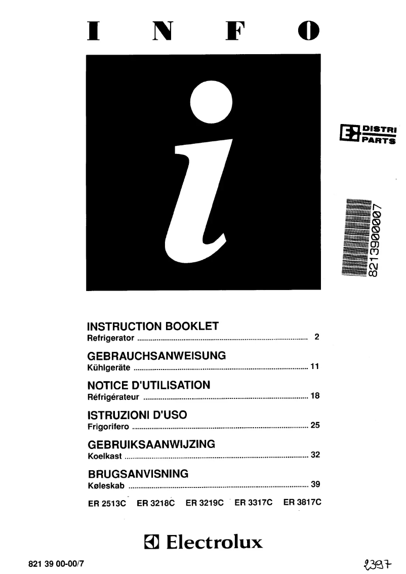 Page n°1 - Manuel utilisateur Electrolux ER 2513 C
