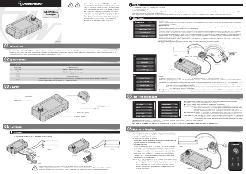 Page n°1 - Manuel utilisateur Hobbywing Tunalyze