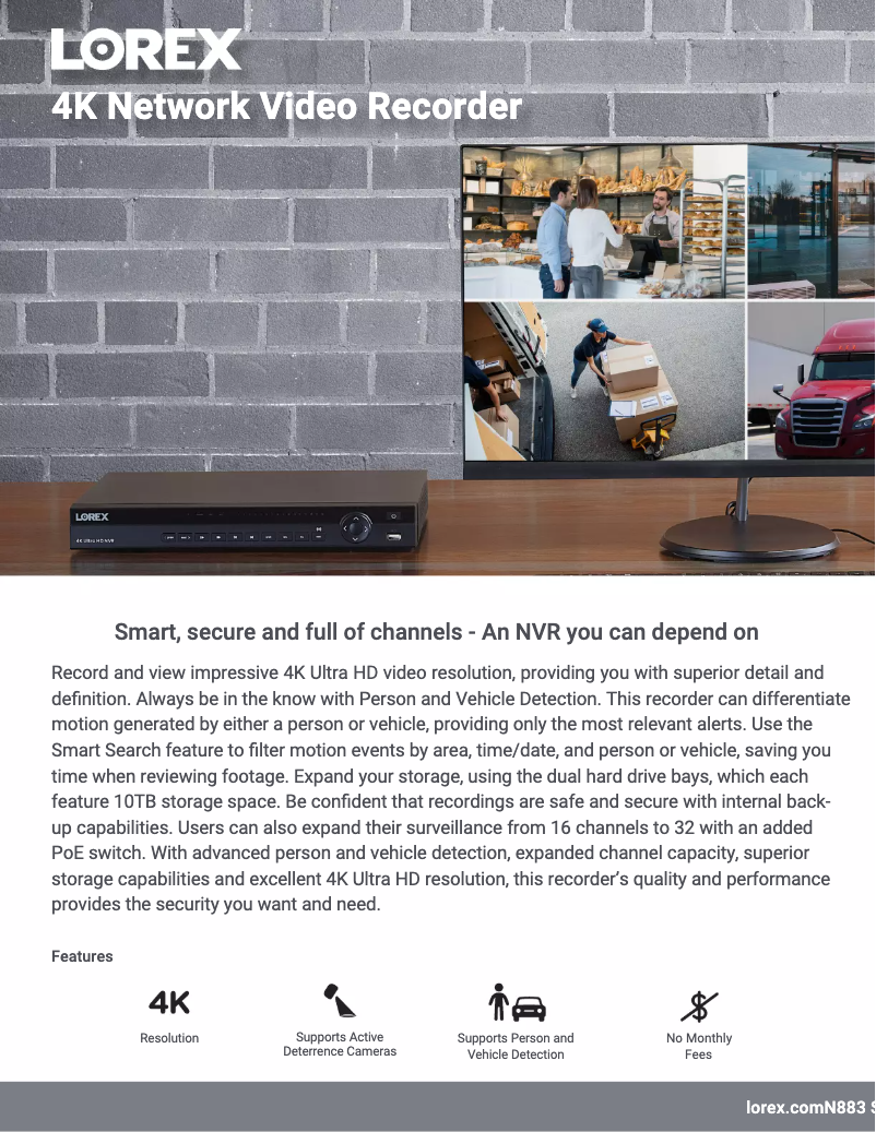 Página 1 del manual Ficha técnica Lorex N883A64B