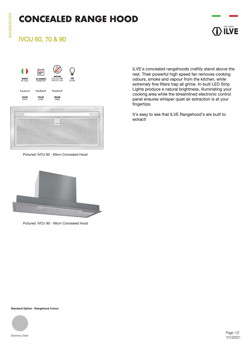Page n°1 - Fiche technique Ilve IVCU60