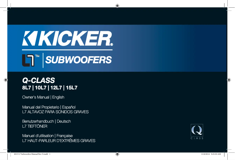 Page 1 de la notice Manuel utilisateur Kicker Q-Class 41L7152