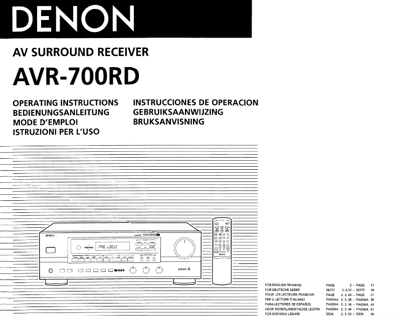 Page 1 de la notice Manuel utilisateur Denon AVR-700RD