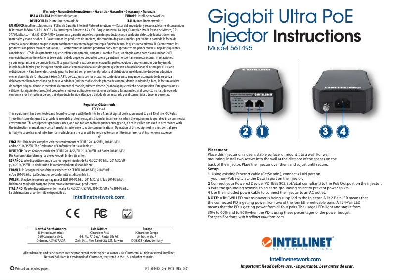 Page 1 de la notice Manuel utilisateur Intellinet 561495