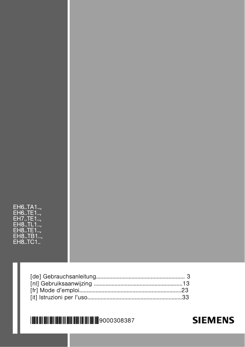 Page 1 de la notice Manuel utilisateur Siemens EH 675TE11
